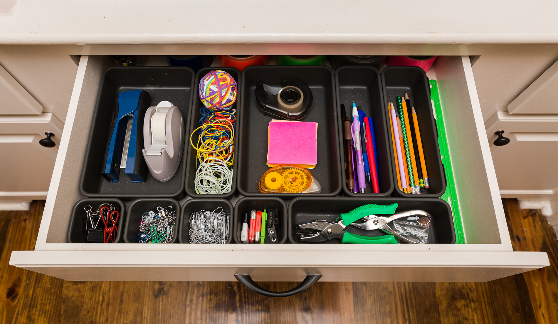 Drawer that has been decluttered and organized
