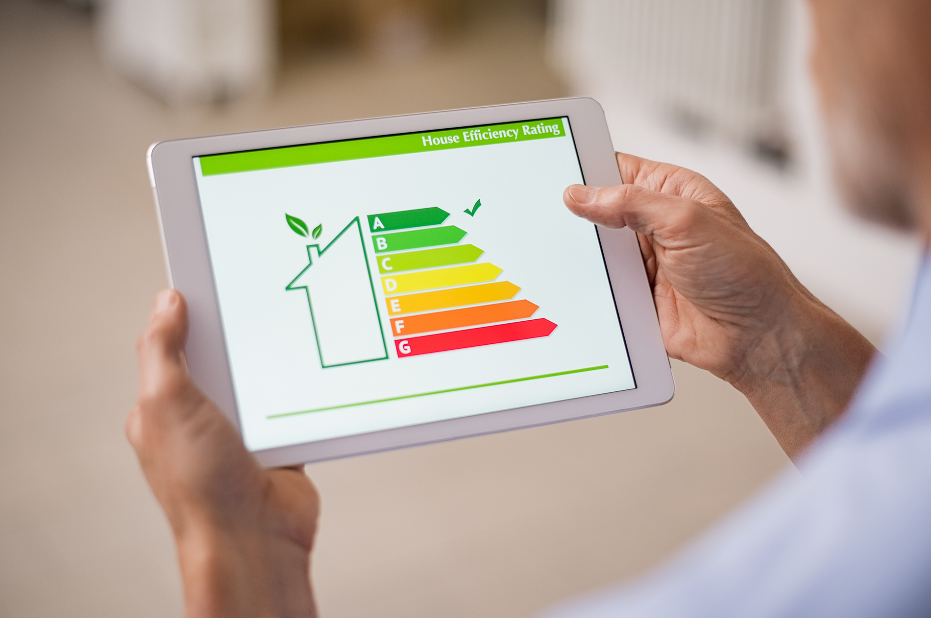 House efficiency rating chart on a tablet